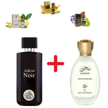 Fragrance World Adicto Noir + 3 uleiuri de parfum mini + Otoori Bakhoor